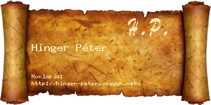 Hinger Péter névjegykártya