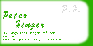 peter hinger business card